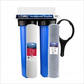 USWF CTO (Chlorine Taste & Odor) Dual 20" 2-Stage Filtration System & Sediment, CTO Carbon Block filters, 1" Inlet/Outlet