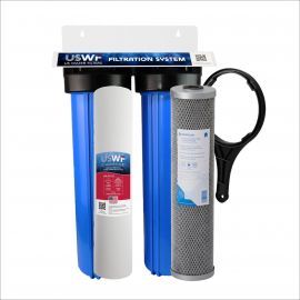 USWF PFAS (Forever Chemicals) NSF53 Certified, Dual 20" 2-Stage Filtration System, Sediment & PFAS Carbon Block filters, 1" Inlet/Outlet