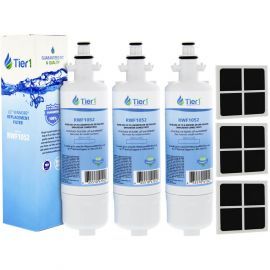 LT700P LG Comparable Refrigerator Water Filter (3 Filters) and LG LT120F Fresh Air Replacement Filter by Tier1 (3 Filters)