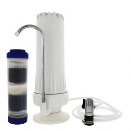 CT-S-1000 Countertop Drinking Water Filter System and 10 x 2.5 Inch 10 Stage Filter Cartridge Replacement by Tier1 (Filter Outside)