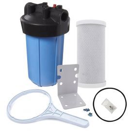 10 inch Big Polypropylene Filter Housing with Pressure Release and Carbon Filter Kit by Tier1 (1 inch Inlet/Outlet)