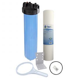 Tier1 20 inch Big Polypropylene Filter Housing with Pressure Release and Sediment Filter Kit (1 inch Inlet/Outlet) (Kit Image)