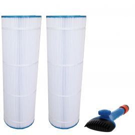 CX1750-RE, 25230-0175S & 817-0175P Comparable Pool and Spa Filter (2-Pack) and Pool Filter Cleaning Brush by Tier1