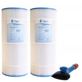 Tier1 Pleatco PAP100-4 and PAP100-M4 Comparable Pool and Spa Filter (2-Pack) and Pool Filter Cleaning Brush