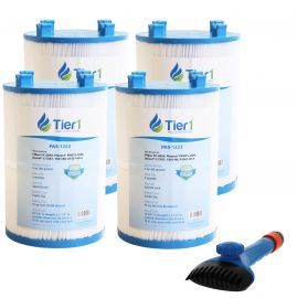 10-5/8 x 7-1/4 Inch Tier1 Brand Replacement Spa Filter (4-Pack) For 1561-00 And Pool Filter Cleaning Brush By Tier1