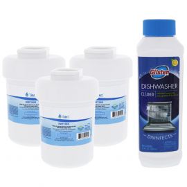 GE MWF Water Filter Comparable Filter Replacement and Glisten Dishwasher Magic Dishwasher Cleaner Bundle by Tier1 (3-Pack)