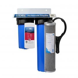 2-Stage PFAS(Forever Chemicals) Reduction Whole House Water Filtration System by USWF, Sediment and PFAS Reduction Carbon Block, 3/4" Inlet/Outlet