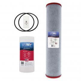 2-Stage Replacement Filter Set for Chloramine Reduction Filtration System by USWF, 10"x4.5" Sediment 5 Micron and 20"x4.5" Chloramine Reduction Carbon Block 1 Micron