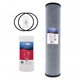 USWF Replacement Filter Set for 2-Stage Lead Reduction Filtration System, 10"x4.5" Sediment 5 Micron and 20"x4.5" Lead Reduction Carbon Block 0.5 Micron