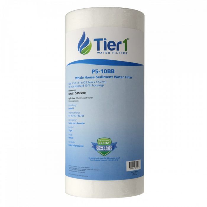5 Micron 6 Pack Pleated Sediment Water Filter Tier1 10 inch x 2.5 inch 