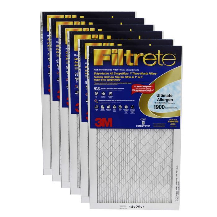 14x25x1 1500 MPR 3M 02004 Filtrete Ultra Allergen Reduction Filters 6-Pack 