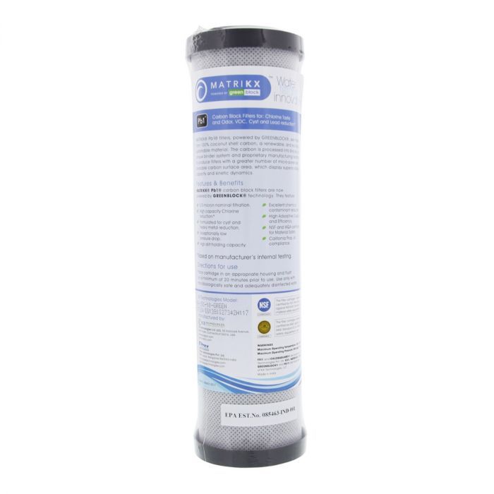 KX Matrikx 01-250-10-GREEN High Capacity Chemical 10-Inch Chlorine Taste and Odor Reduction Filter 