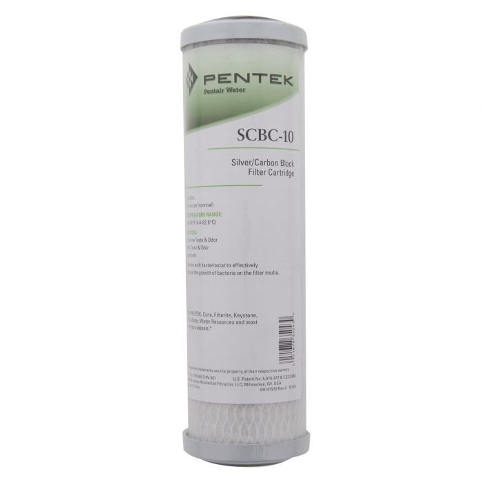 Pentek SCBC-10 Standard 10 Inch Silvered Carbon Block Undersink Water Filter 