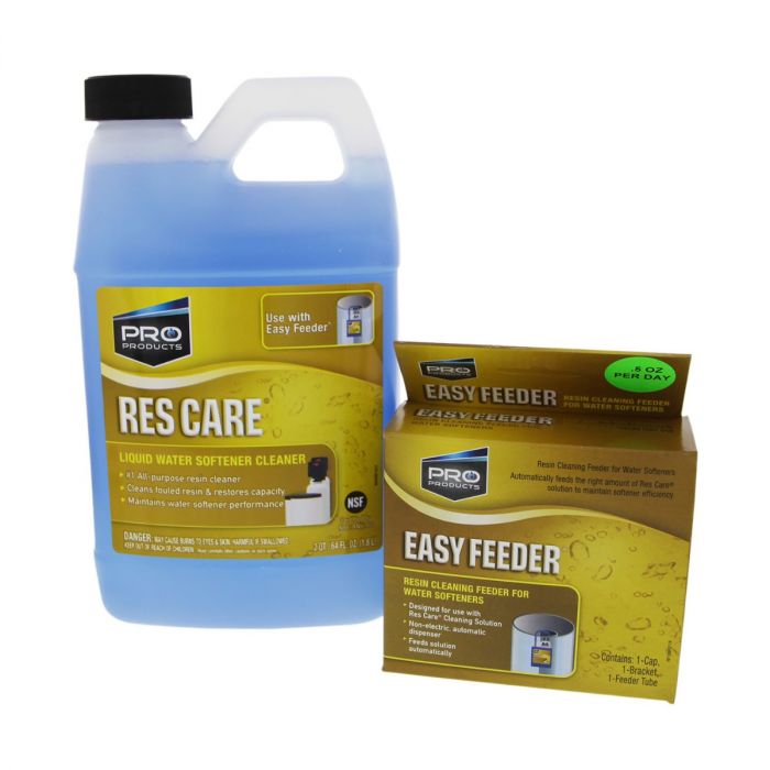 Pro Res Care Water Softener RESIN Cleaner KIT 64oz + Automatic Easy Feeder  STARTER KIT 0.5 oz per day