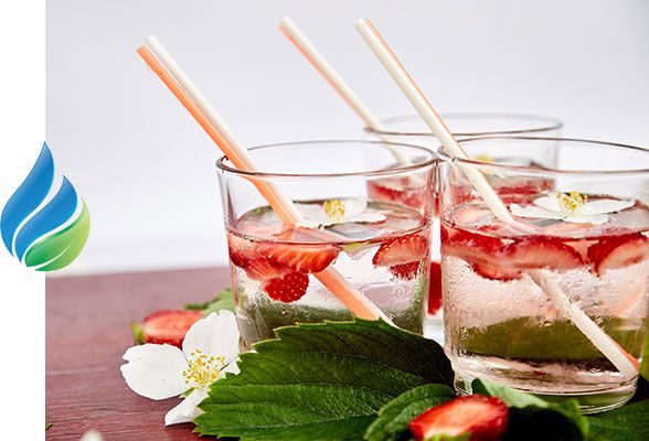 Water with strawberries